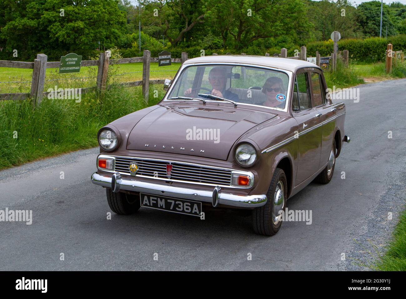 1963 60s brown Hillman Minx de-luxe at the 58th Annual Manchester to Blackpool Vintage & Classic Car Run The heritage event is a ‘Touring Assembly’ UK Stock Photo