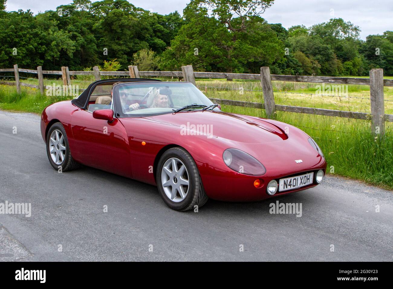 1996 90s red TVR Griffith sports car at the 58th Annual Manchester to Blackpool Vintage & Classic Car Run The heritage event is a ‘Touring Assembly’ Stock Photo