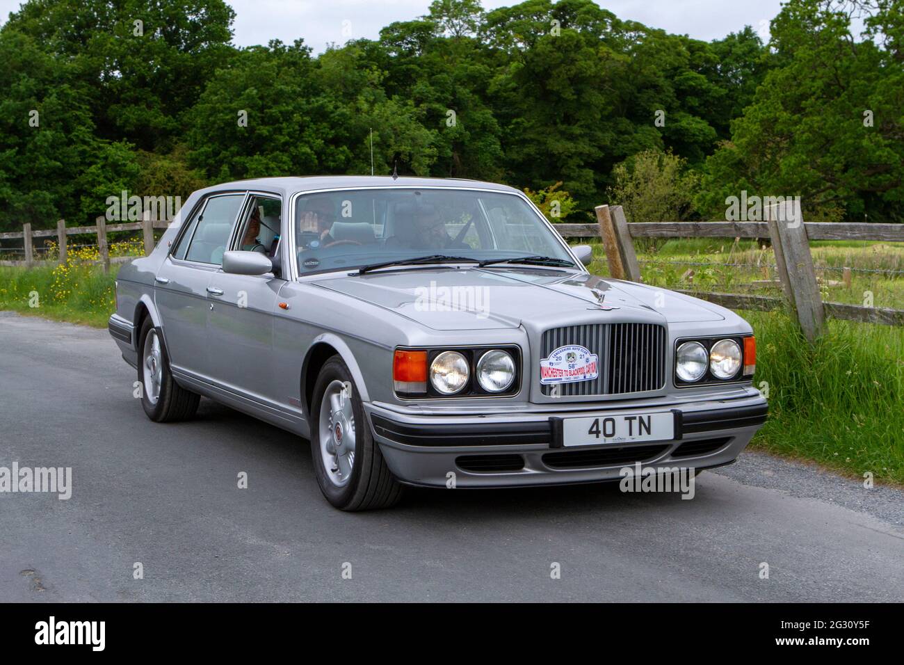 1997 90s silver Bentley Turbo R Lwb; at the 58th Annual Manchester to Blackpool Vintage & Classic Car Run The event is a ‘Touring Assembly’ Stock Photo