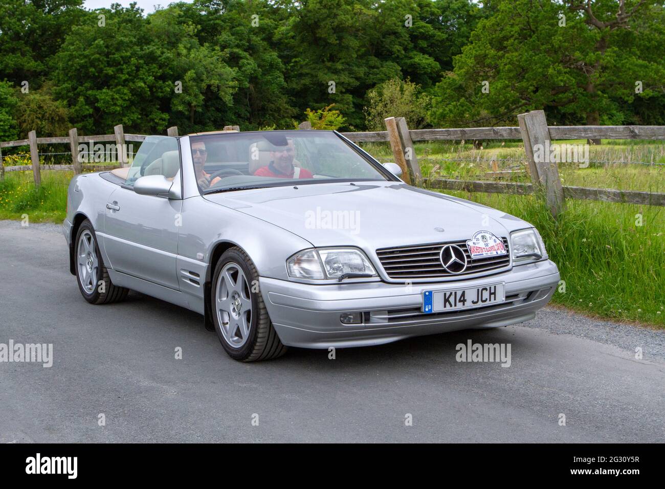 2000 Mercedes Benz S1320 Auto silver 3198cc roadster at 58th Annual Manchester Blackpool Vintage & Classic Car Run The event is a ‘Touring Assembly’ Stock Photo