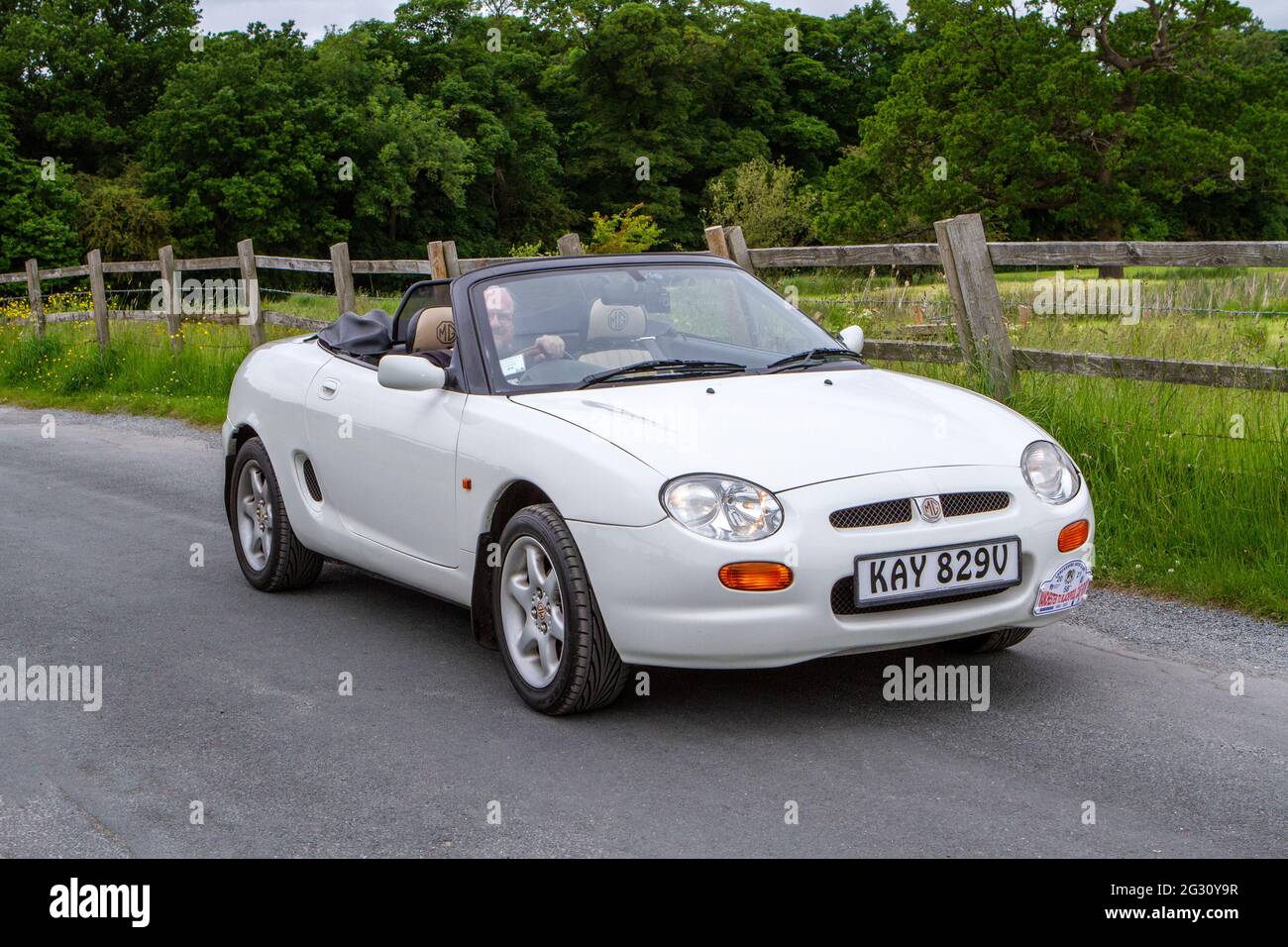 1996 90s white  MG MGF roadster at th 58th Annual Manchester to Blackpool Vintage & Classic Car Run The event is a ‘Touring Assembly’ Stock Photo