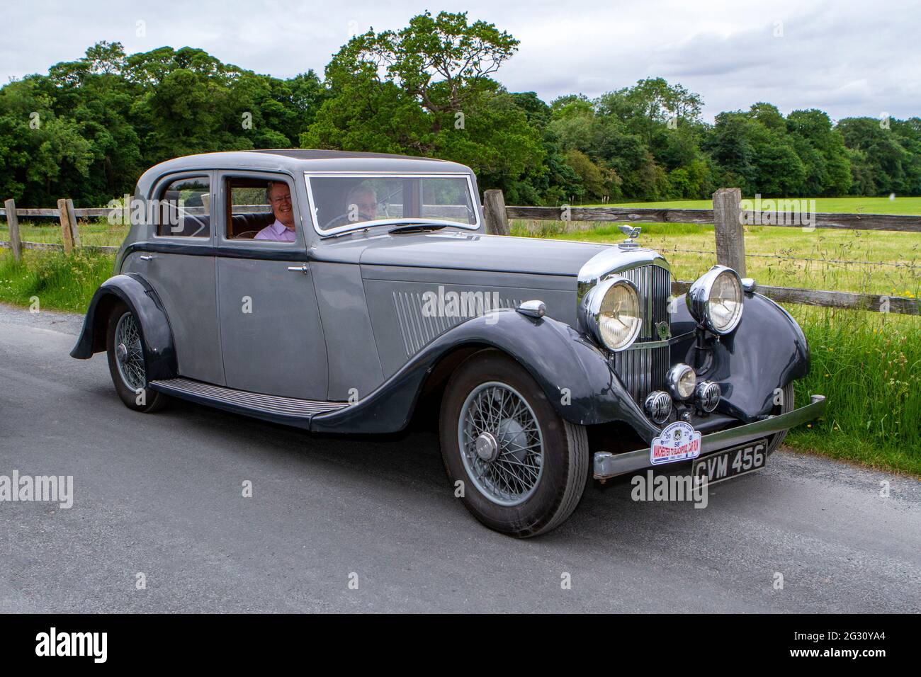 1936 30s pre-war grey Bentley 4257cc sedan at the 58th Annual Manchester to Blackpool Vintage & Classic Car Run The event is a ‘Touring Assembly’ Stock Photo