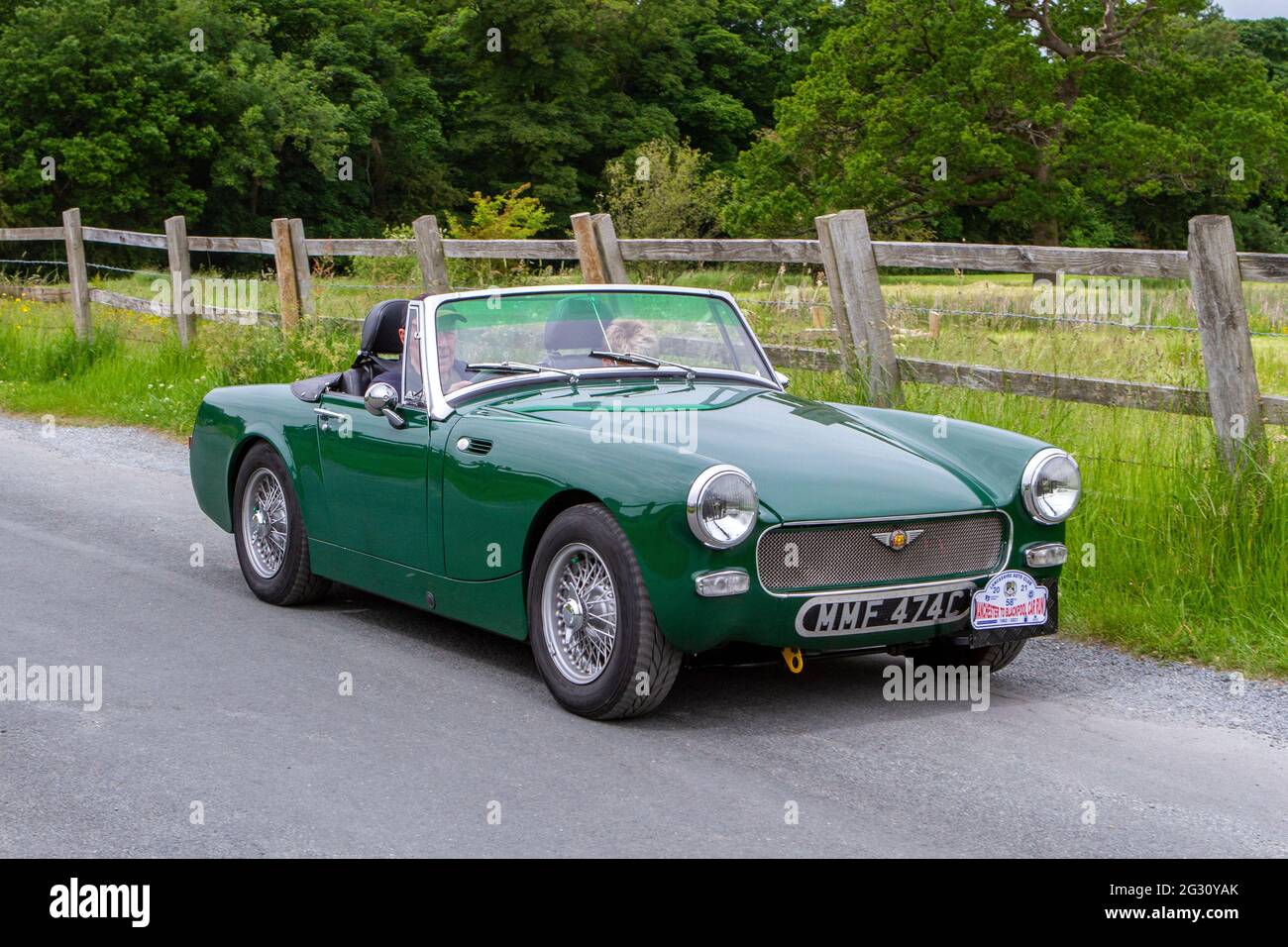 1965 60s green Austin Healey at the 58th Annual Manchester to Blackpool Vintage & Classic Car Run The event is a ‘Touring Assembly’ Stock Photo