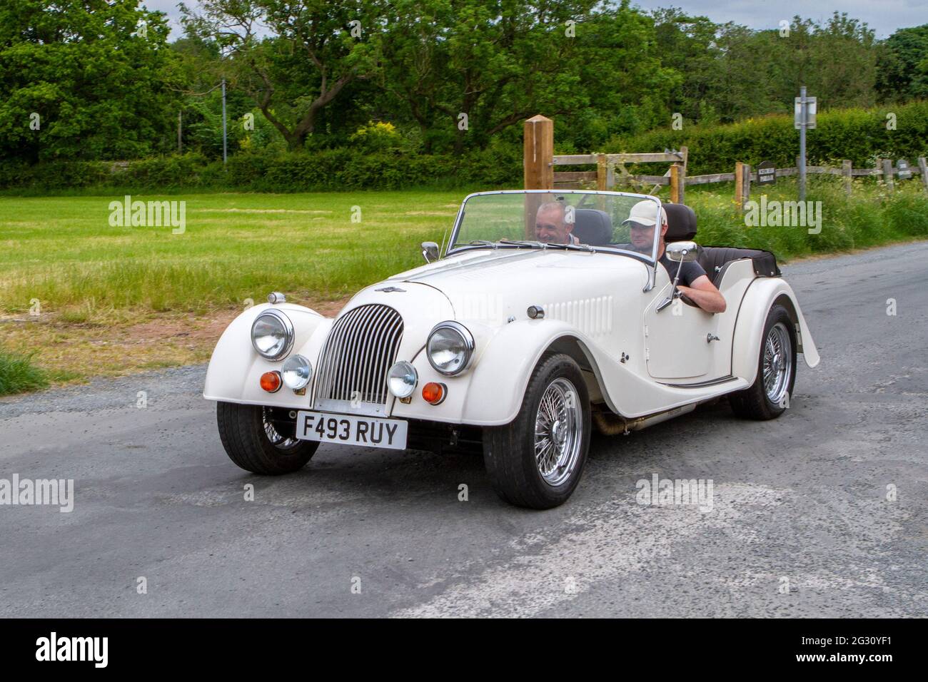 1988 white Morgan 4/.4 4x4 1597cc petrol at the 58th Annual Manchester to Blackpool Vintage & Classic Car Run The event is a ‘Touring Assembly’ Stock Photo