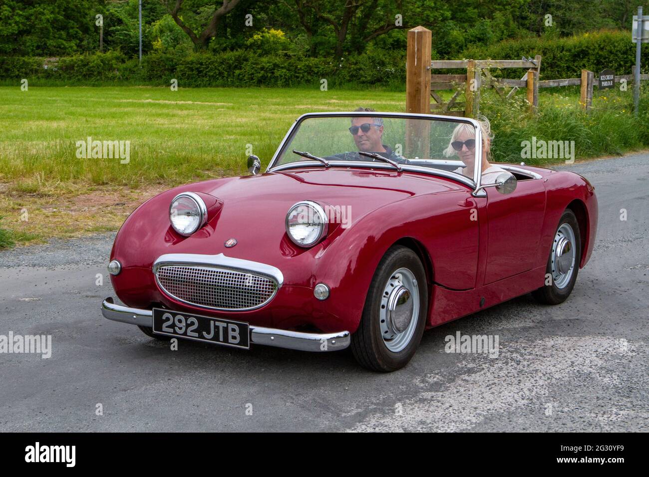 1959 50s red Austin Healey Sprite, at the 58th Annual Manchester to Blackpool Vintage & Classic Car Run The event is a ‘Touring Assembly’ Stock Photo
