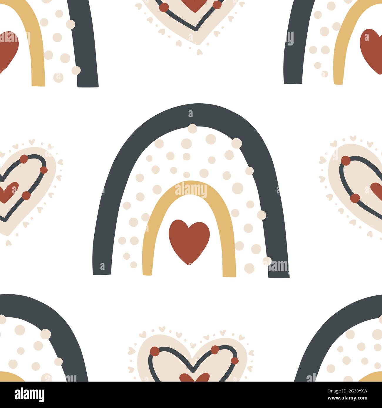Rainbow and heart baby cartoon vector seamless pattern design. Children ...