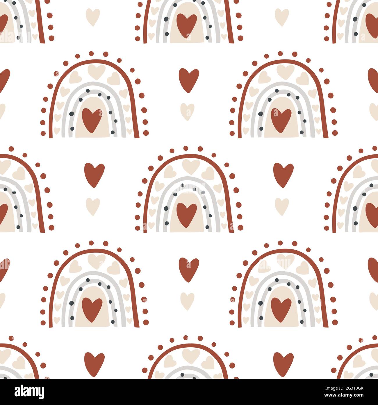 Rainbow and heart baby cartoon vector seamless pattern design. Children ...