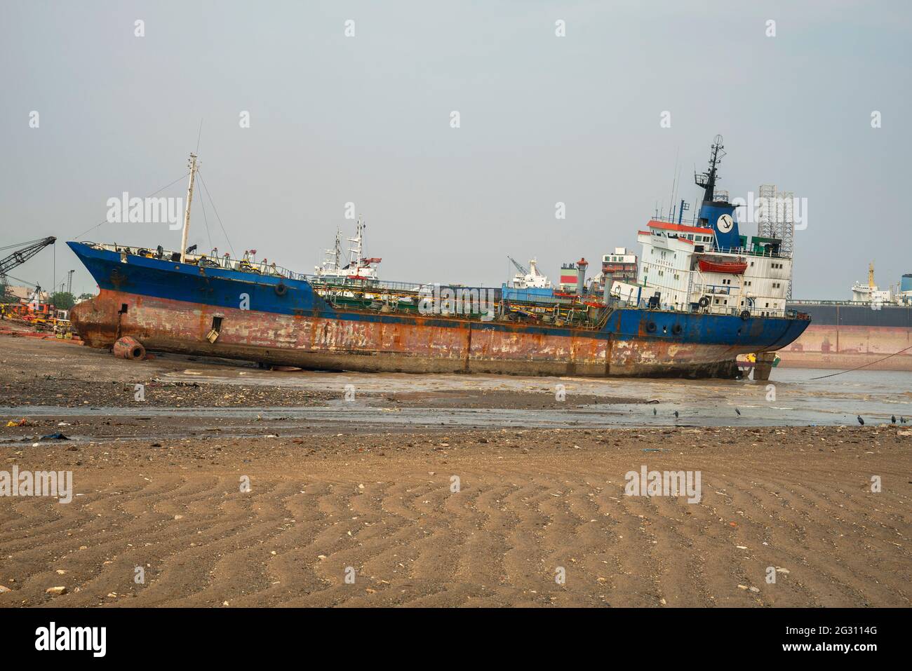 Alang ,01, February,2016: All types of ships,and boats are brought to Alang Ship Breaking Yard for scrapping and salvage,Bhavnagar ,Gujarat.India Stock Photo