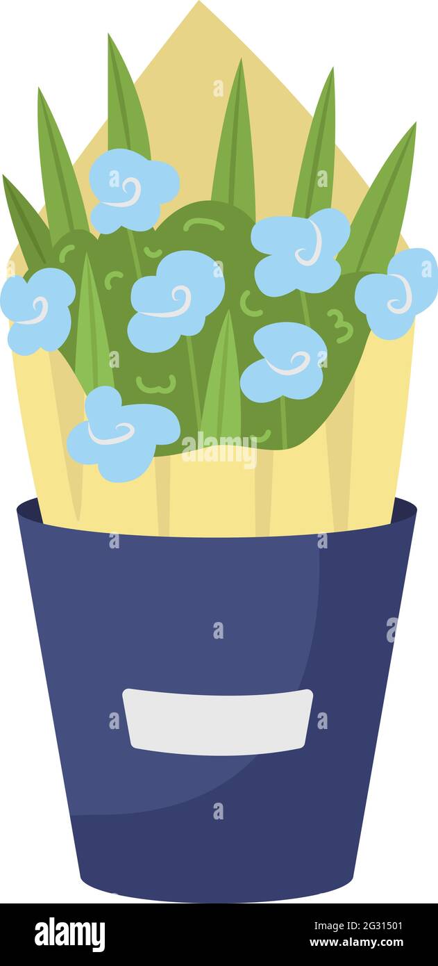Blue flowers arrangement semi flat color vector object Stock Vector