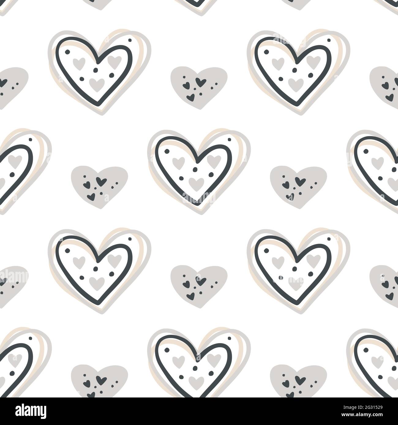 Doodle heart seamless pattern design. Love vector wallpaper valentine  background. Cute color texture graphic boho illustration decoration Stock  Vector Image & Art - Alamy