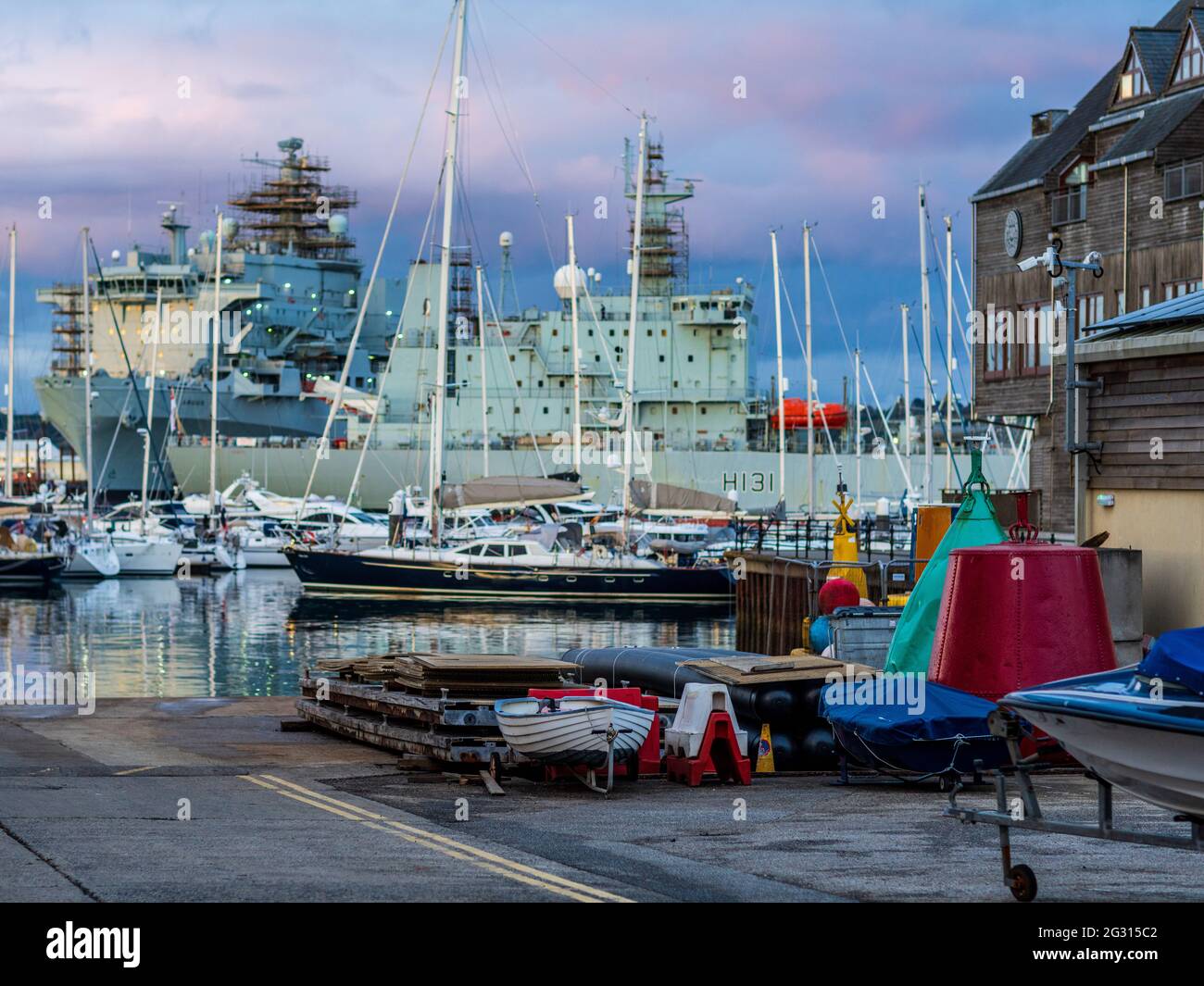 Falmouth Docks and Harbour, Falmouth, Cornwall.  Falmouth Harbour, together with Carrick Roads, forms the third deepest natural harbour in the world. Stock Photo