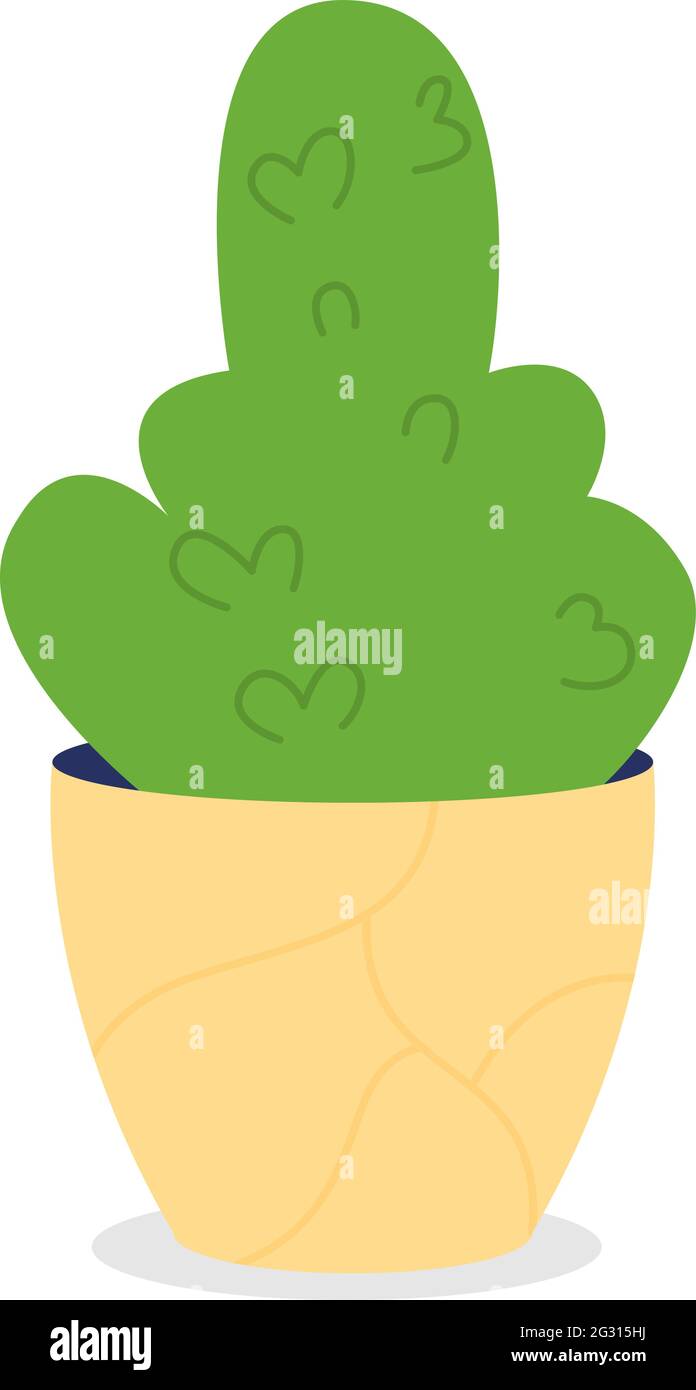 Small plant for desk at workplace semi flat color vector object Stock Vector