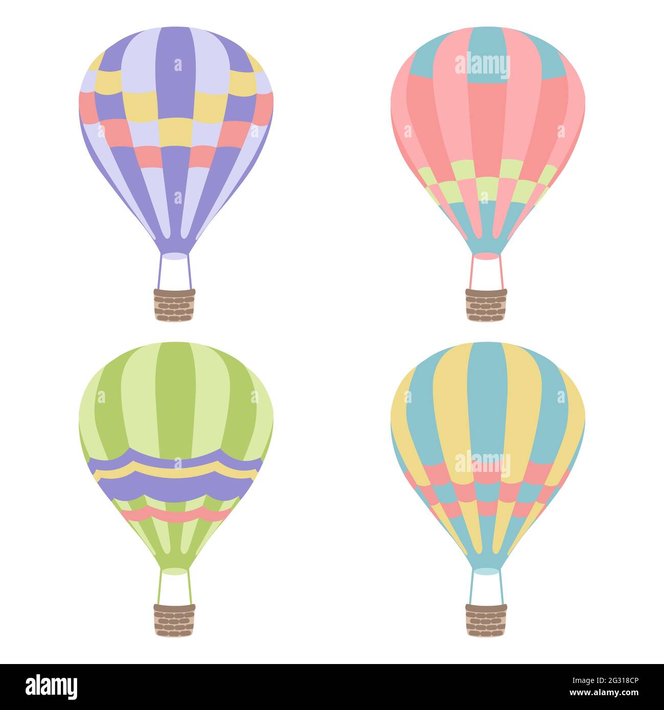 Colorful Hot air balloons set in cartoon style on white background. A fun hot  air balloon adventure. Great design for any purposes. Transportation Stock  Vector Image & Art - Alamy