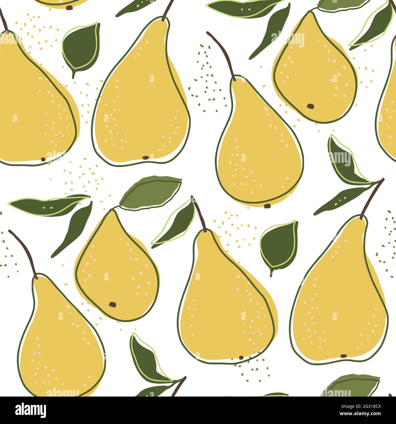 Premium Vector | Seamless fruit pattern with pears with leaves on a white  background