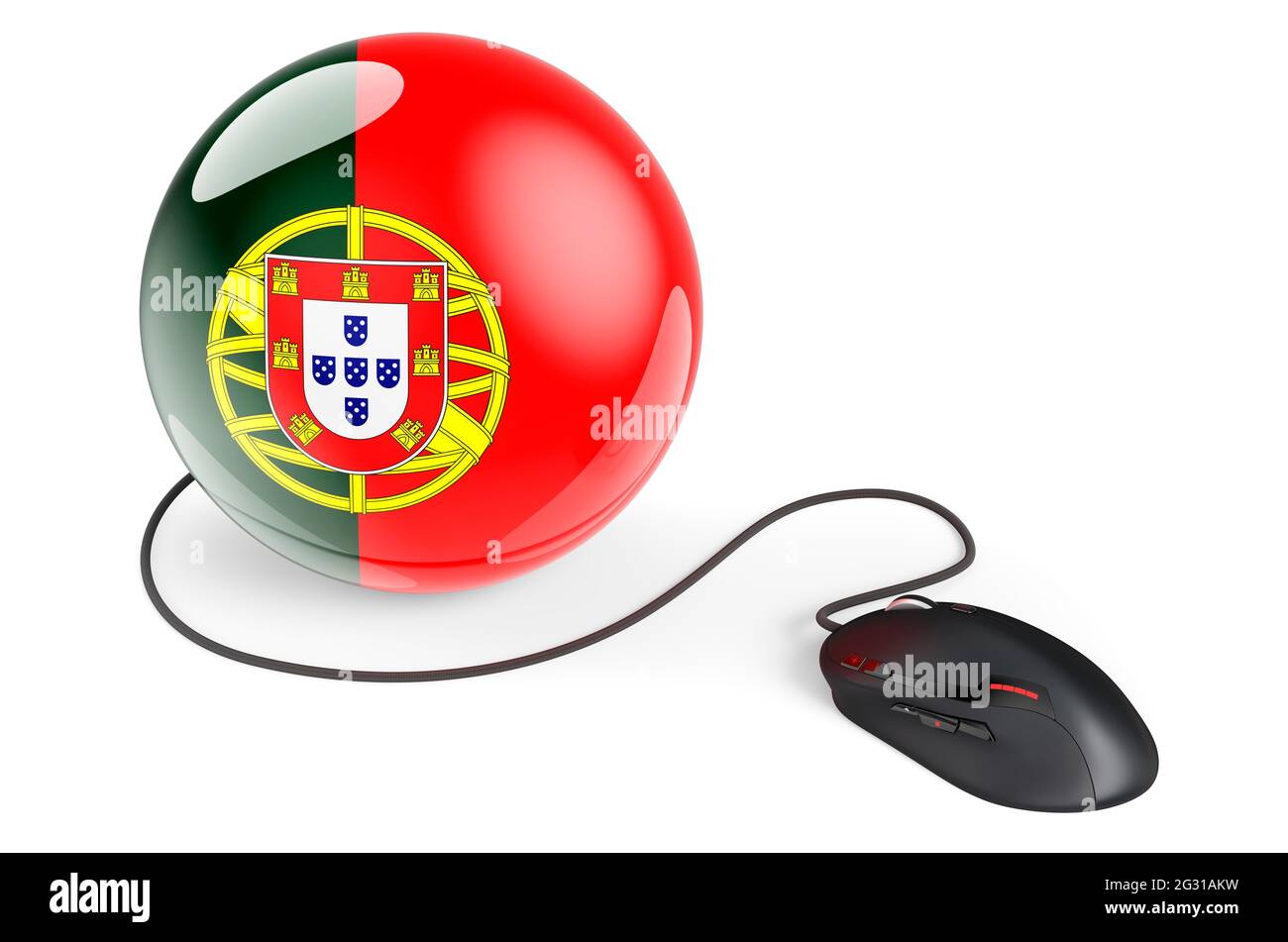 Computer mouse with Portuguese flag. network in Portugal