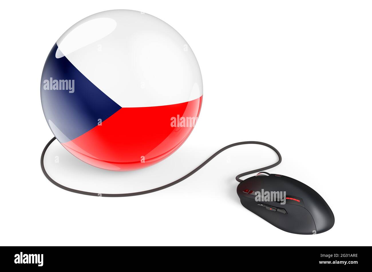 Computer mouse with Czech flag. Internet network in Czech Republic