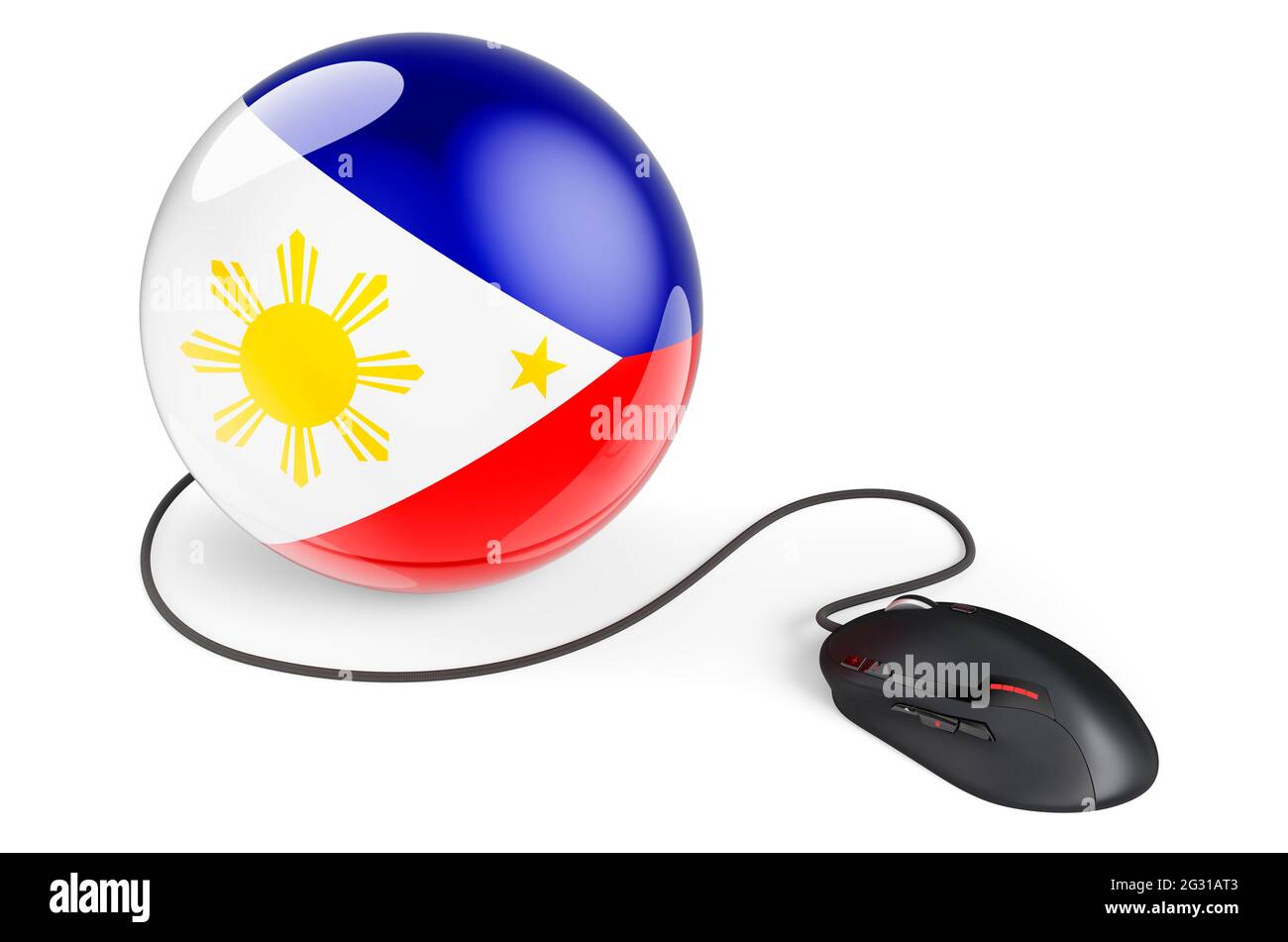 Computer mouse with Filipino flag. network in Philippines concept. 3D rendering