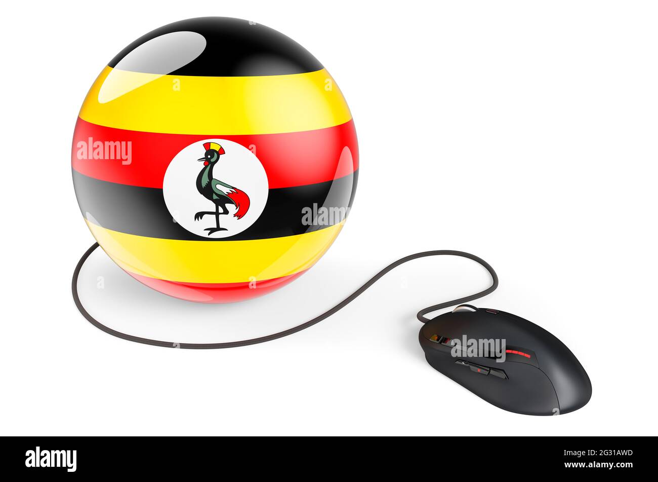 Computer mouse with Ugandan flag. network in Uganda concept