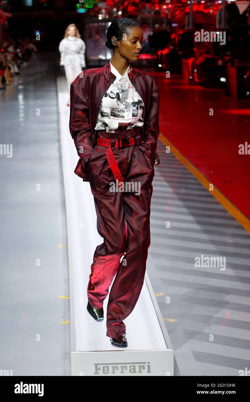 Models Present Outfits From Luxury Carmaker Ferrari S First Internally Designed Fashion Collection For Women And Men As The First Step Of Its Rebooted Brand Extension Strategy In Maranello Italy June 13 21 Reuters Remo