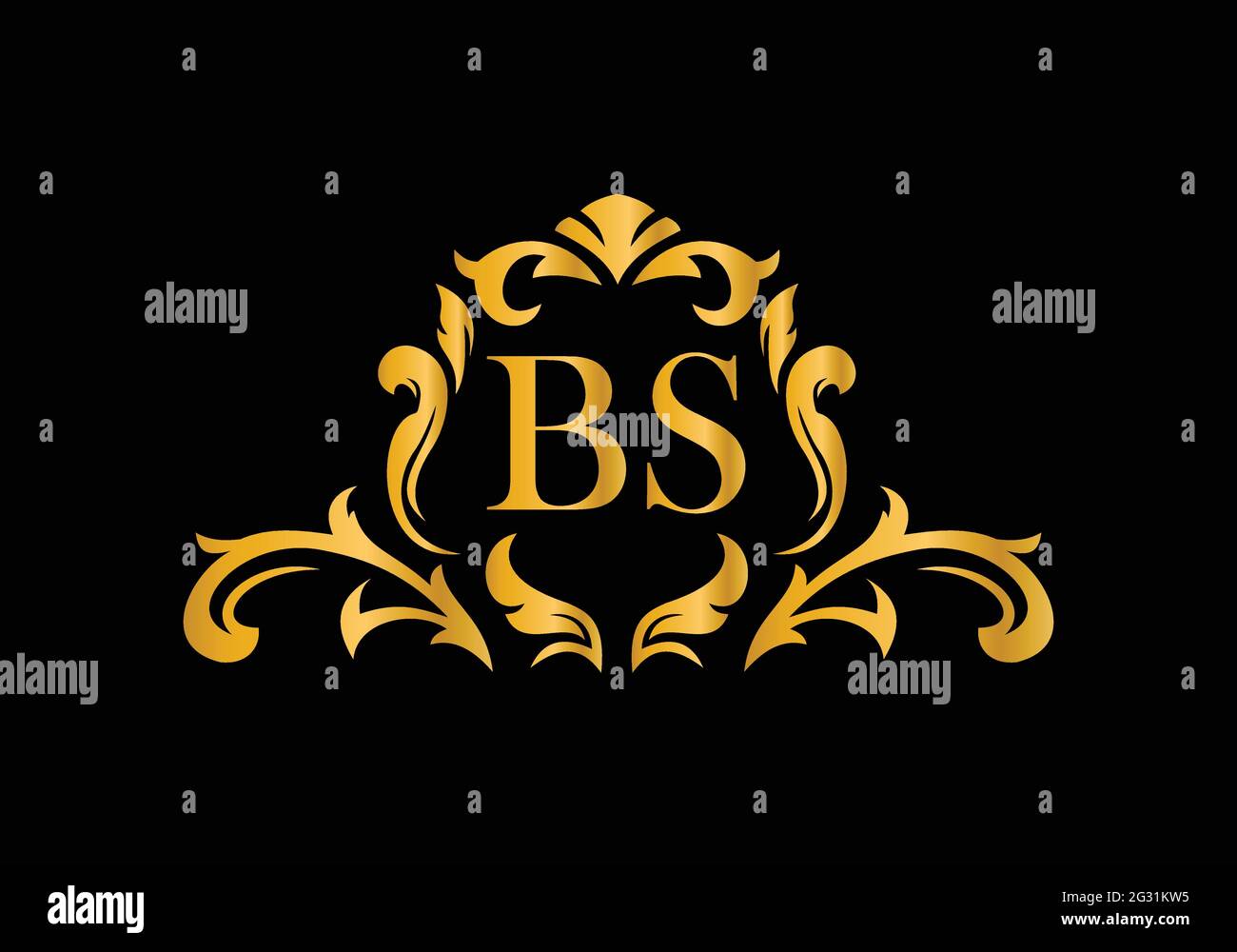 Luxury Alphabet letters BS. Golden Floral alphabet . Monogram initials perfectly for wedding invitations, greeting card, logo, and other design. Stock Vector