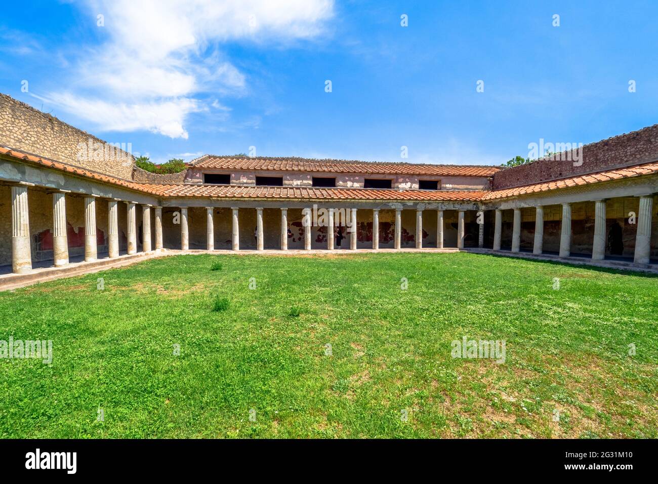 Peristyle (open courtyard or garden surrounded by a colonnade) - Oplontis known as Villa Poppaea in Torre Annunziata - Naples, Italy Stock Photo