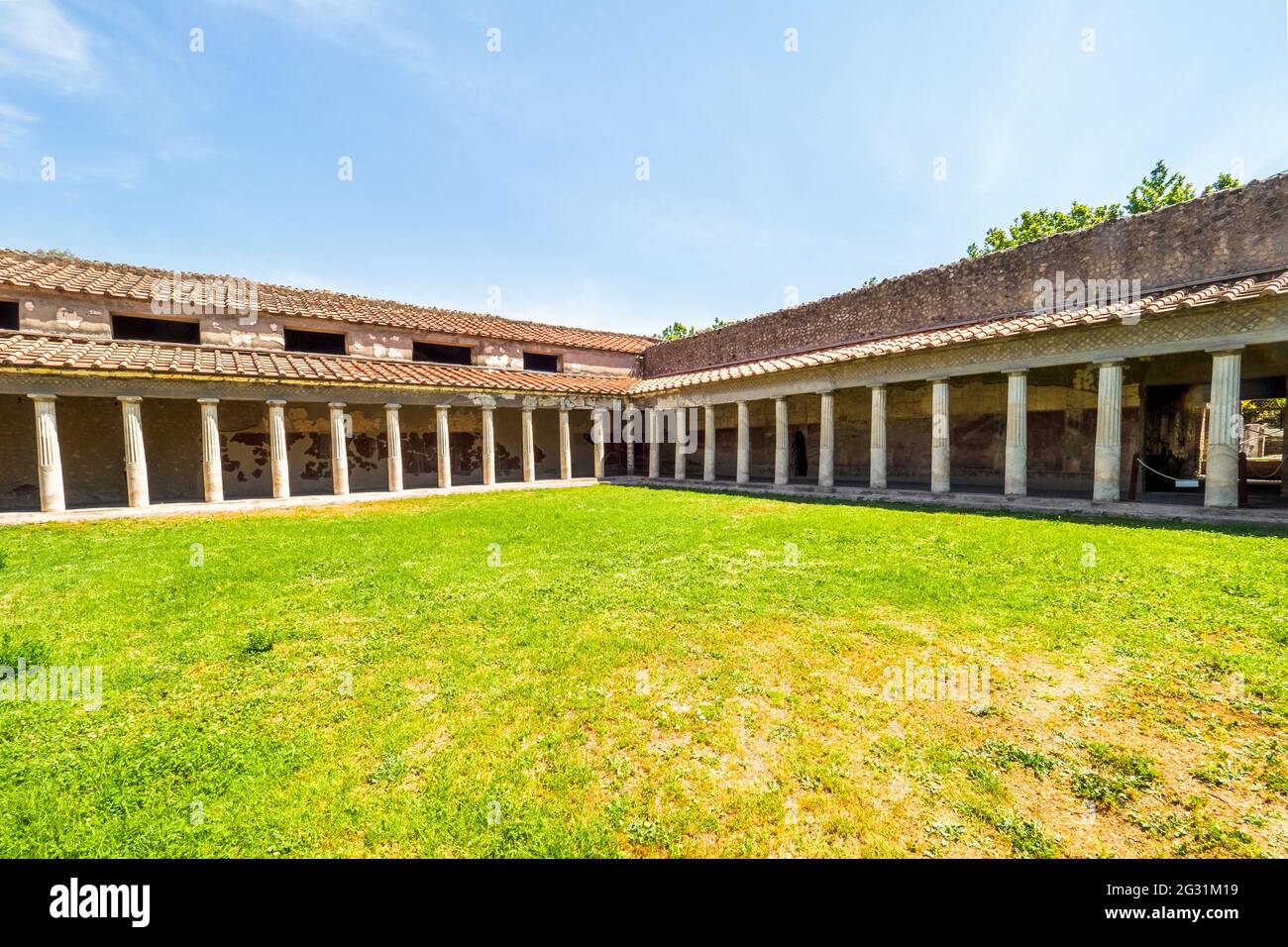 Peristyle (open courtyard or garden surrounded by a colonnade) - Oplontis known as Villa Poppaea in Torre Annunziata - Naples, Italy Stock Photo