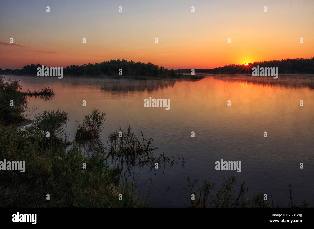 River landscape on the sunrise Stock Photo - Alamy