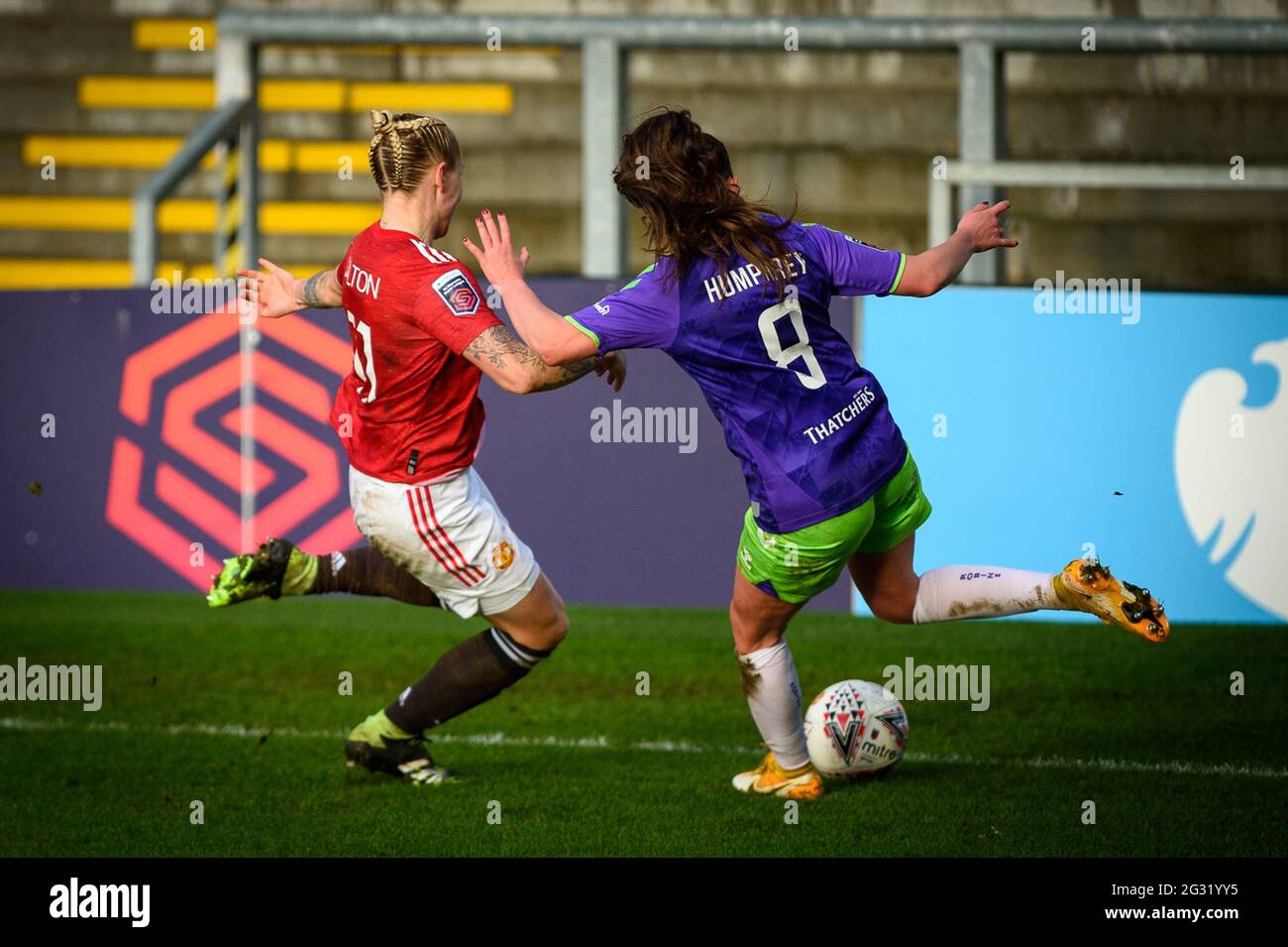 Leigh, Greater Manchester, England 20 December 2020. Barclays FA Womens