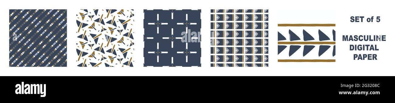 Pattern Paper For Men Masculine geometric digital papers collection. Classic retro geo shape ...