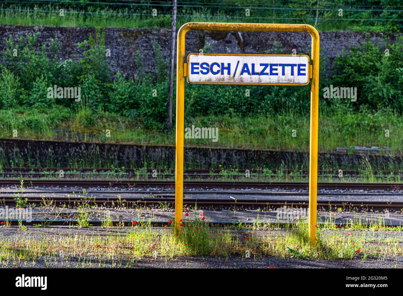 Railroad tracks in Esch-sur-Alzette, Luxembourg Stock Photo