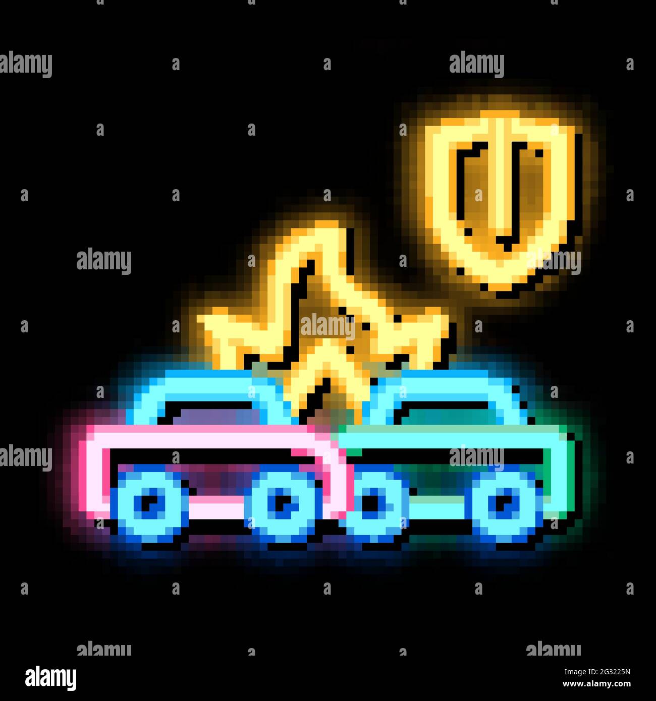 car accident crash insurance neon glow icon illustration Stock Vector