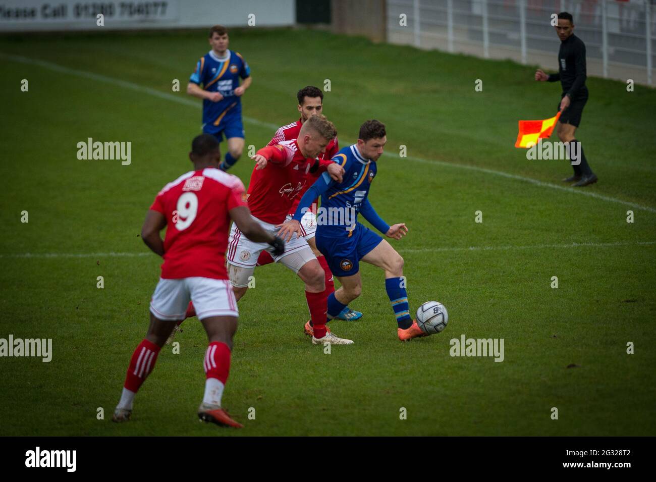 Brackley, Northamptonshire, England 28 December 2020. Vanarama National League North match between Brackley Town and Gloucester City. Stock Photo