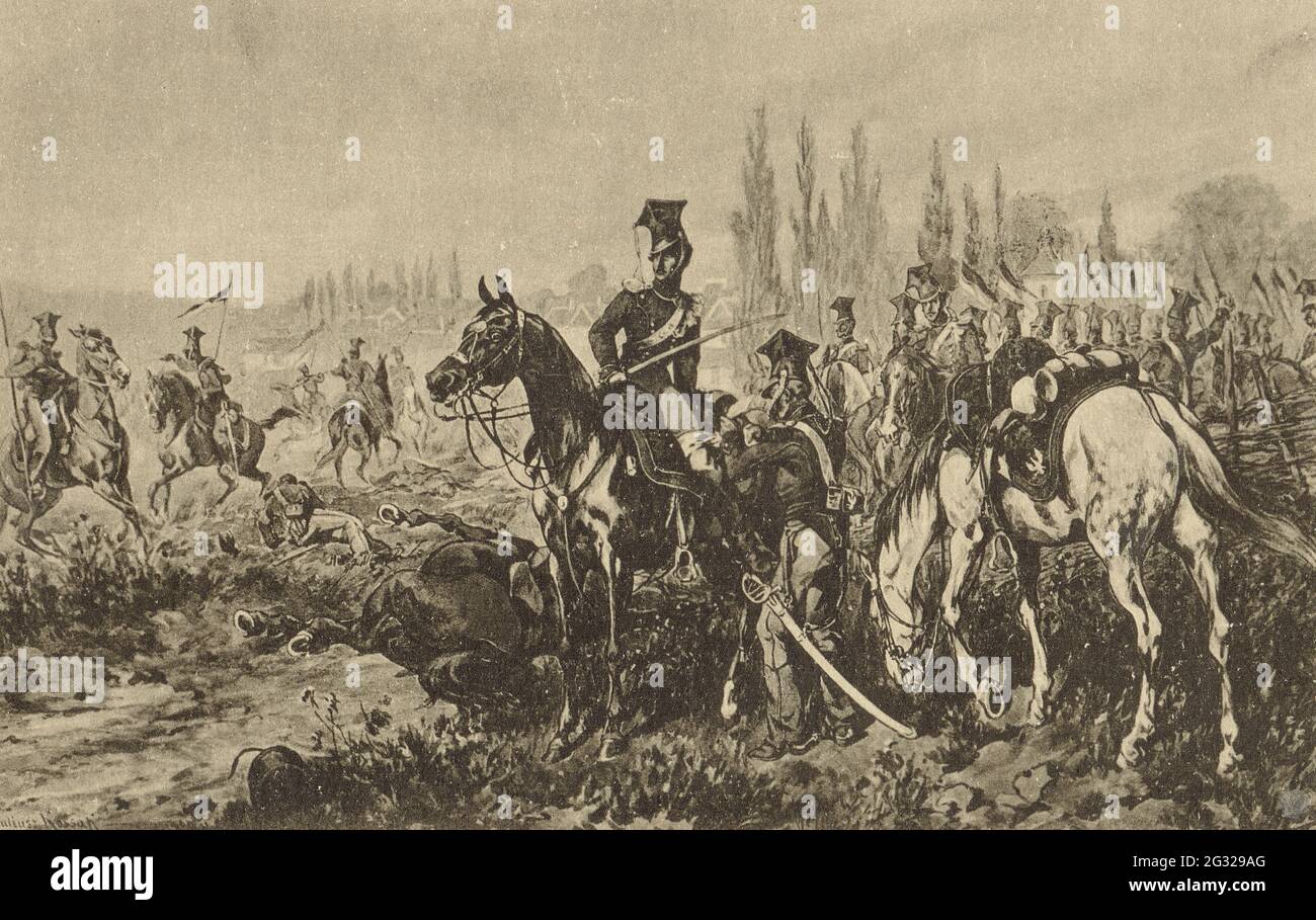 le prince Poniatowski et les lanciers polonais lors de la campagne de Russie en 1812 Stock Photo