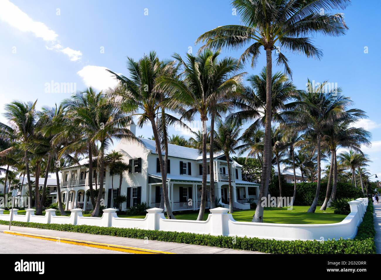 Mansion house in Palm Beach Florida, USA. Expensive house in tropical