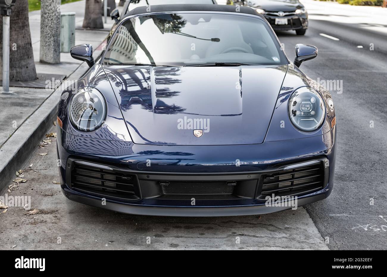 Long Beach, California USA - April 11, 2021: dark blue Porsche 911 Carrera  cabriolet. front view Stock Photo - Alamy