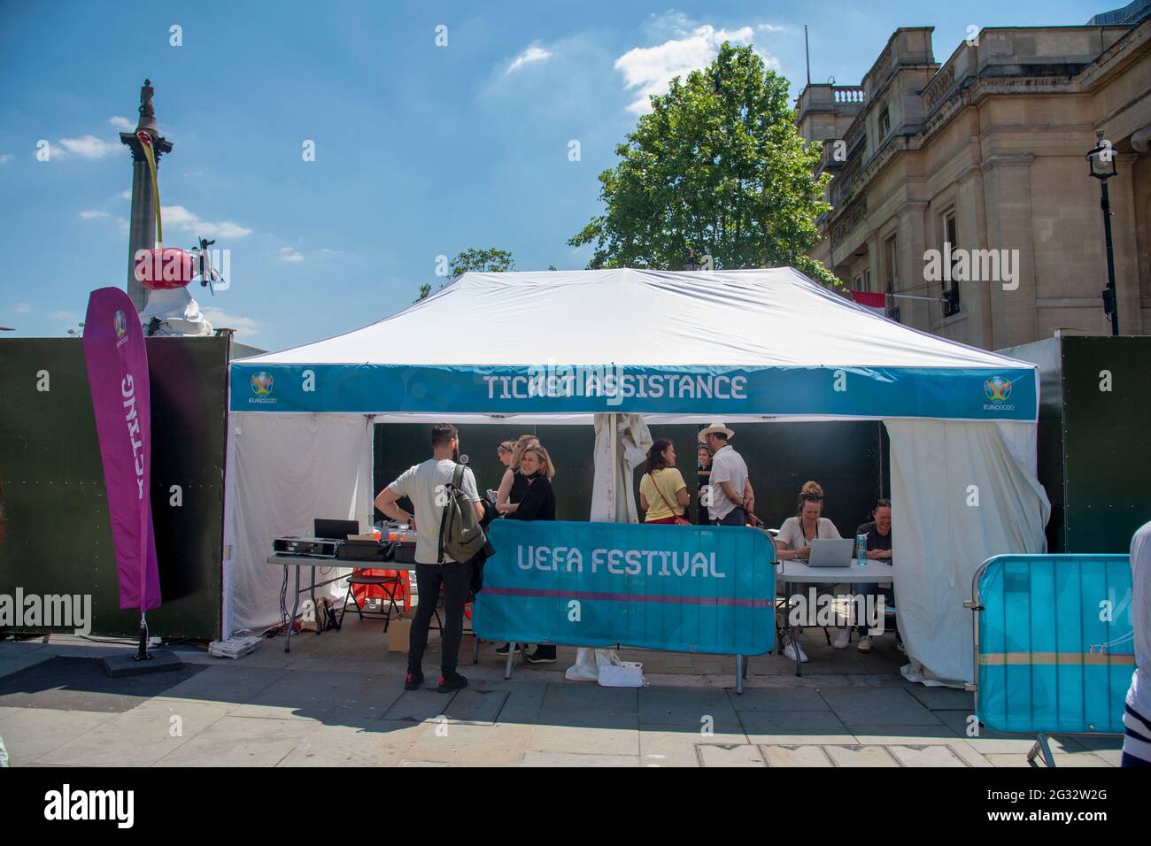 London, UK. 13th June, 2021. UEFA festival London Fan Zone ticket desk