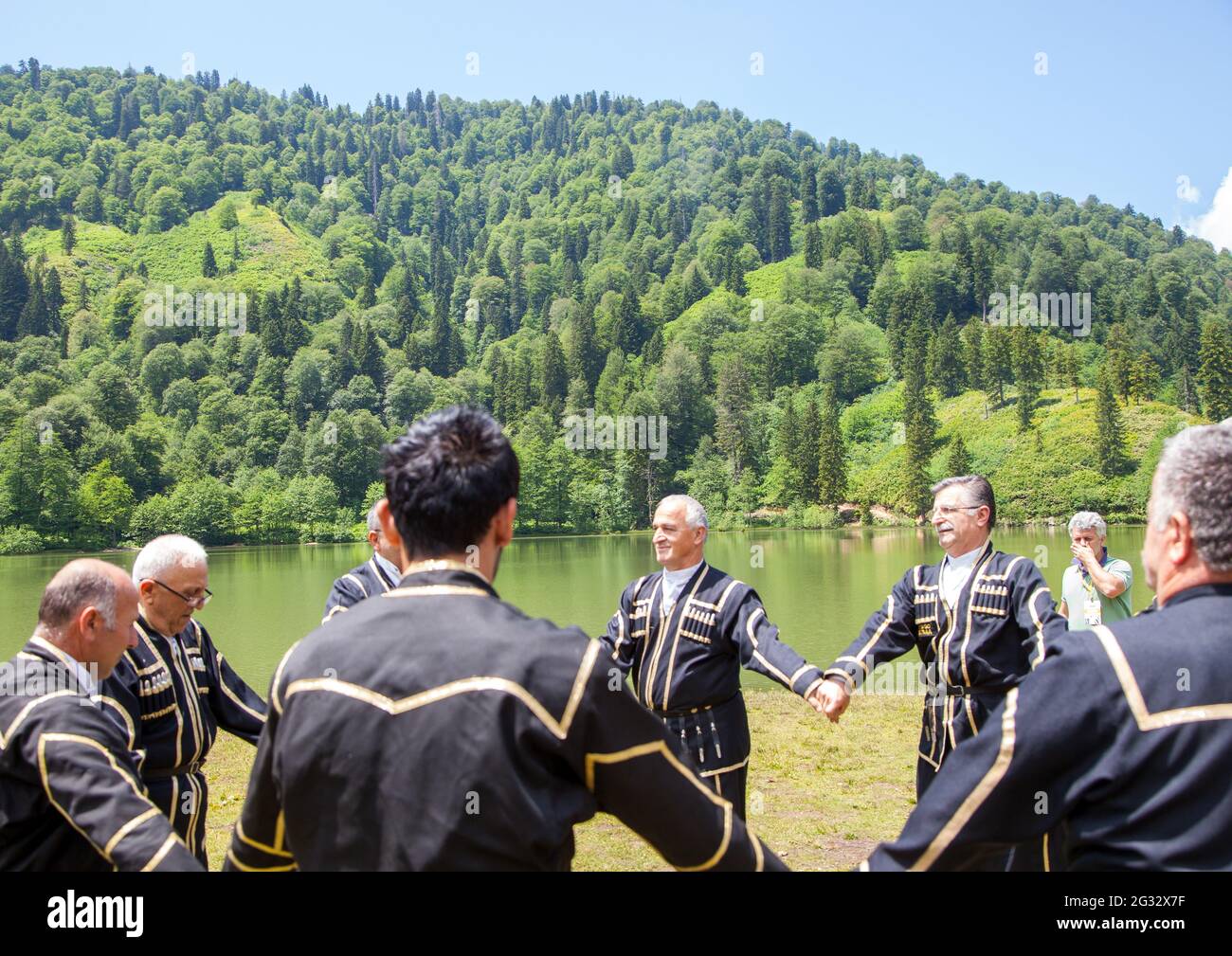 Artvin/Turkey - 19/06/2014 : Lokal folk dance team by the Karagol Lakeside Stock Photo