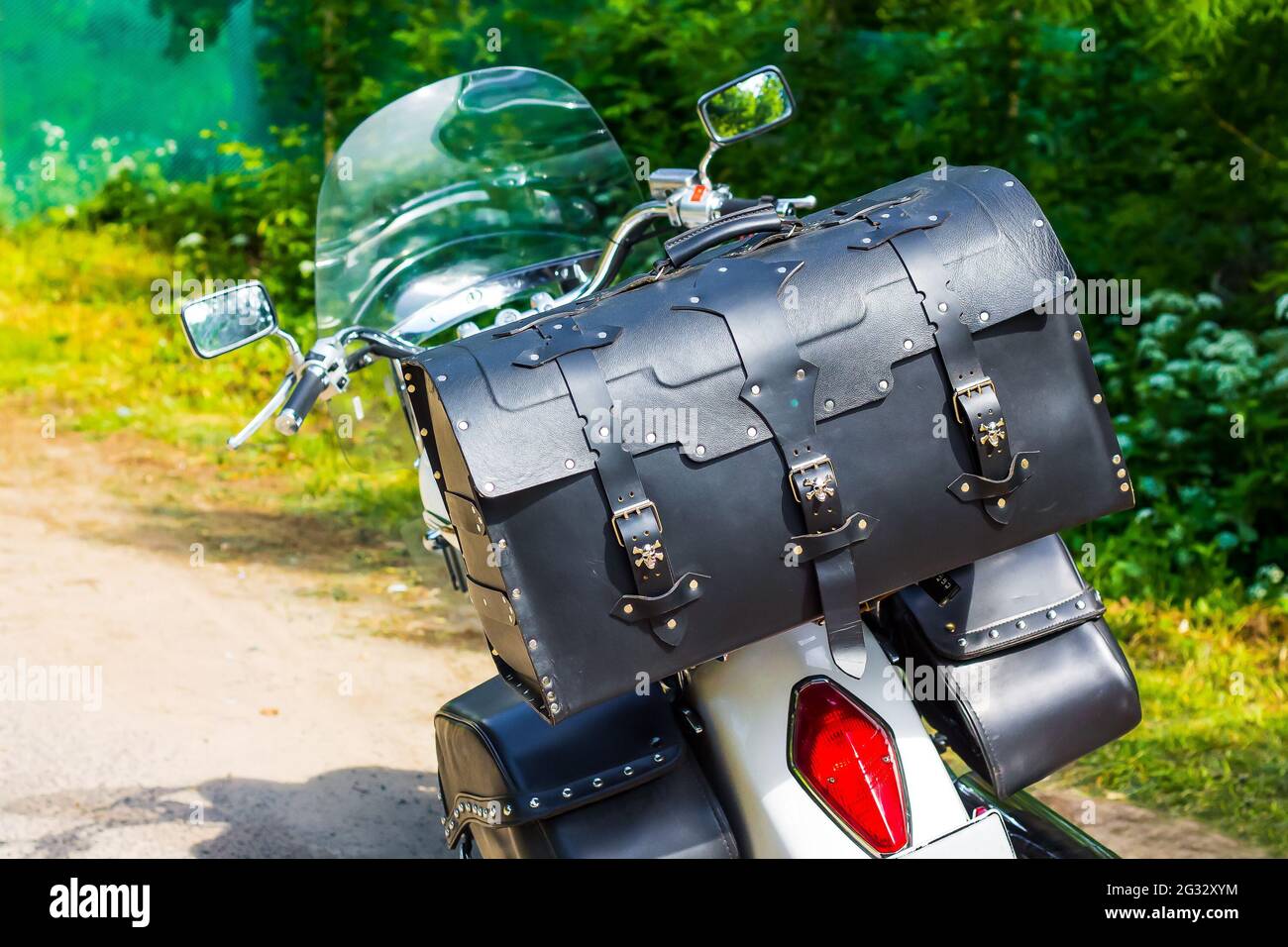 Leather motorcycle luggage hi-res stock photography and images - Alamy