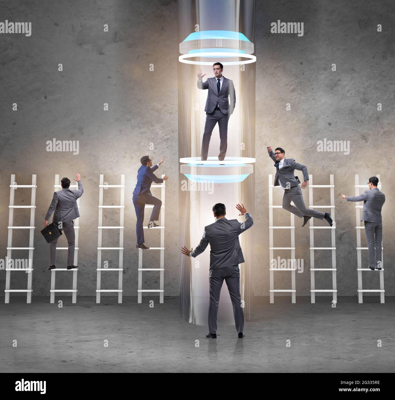 The businessmen in accelerated and fast promotion concept Stock Photo ...