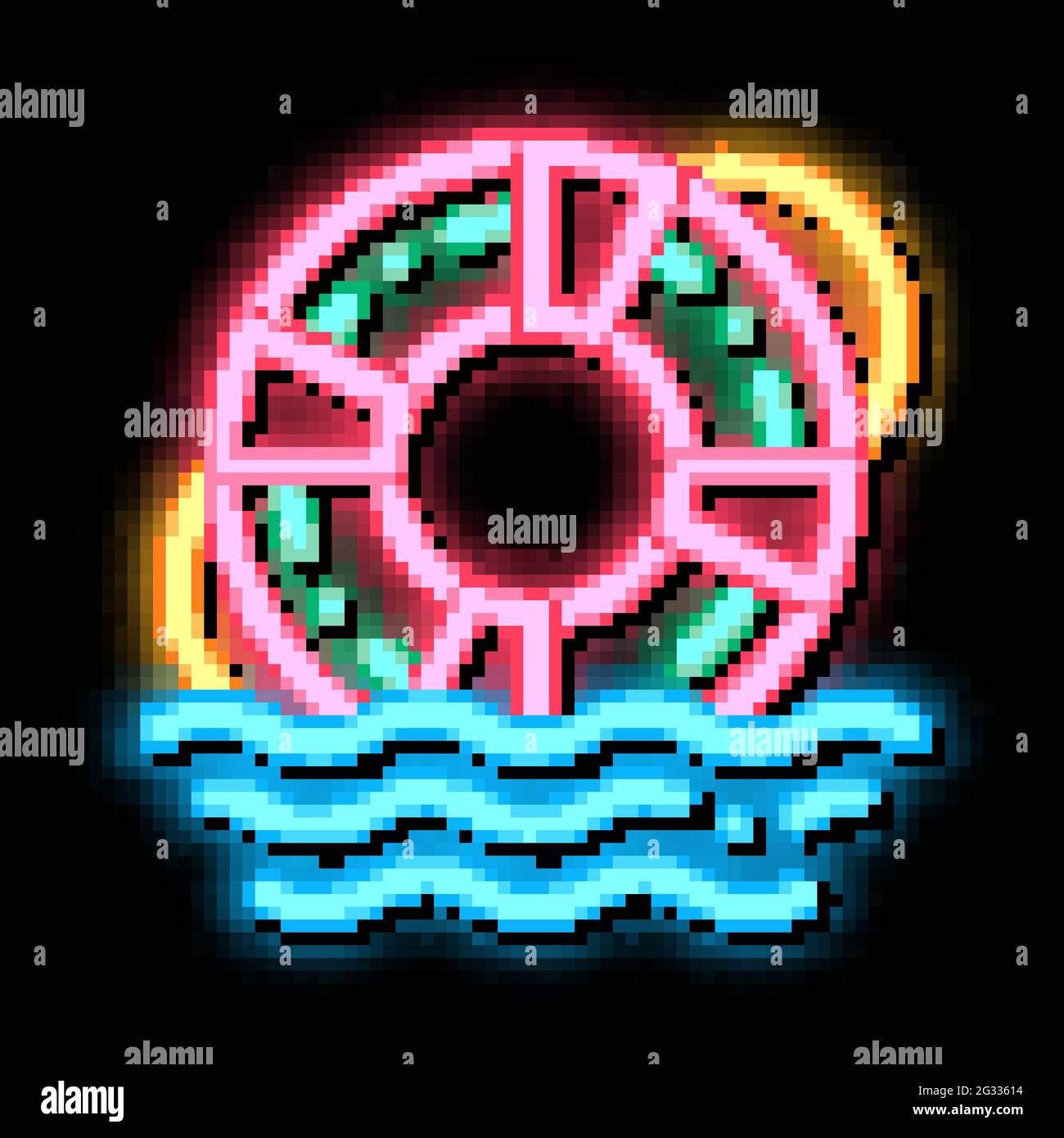 lifebuoy rescue tool neon glow icon illustration Stock Vector