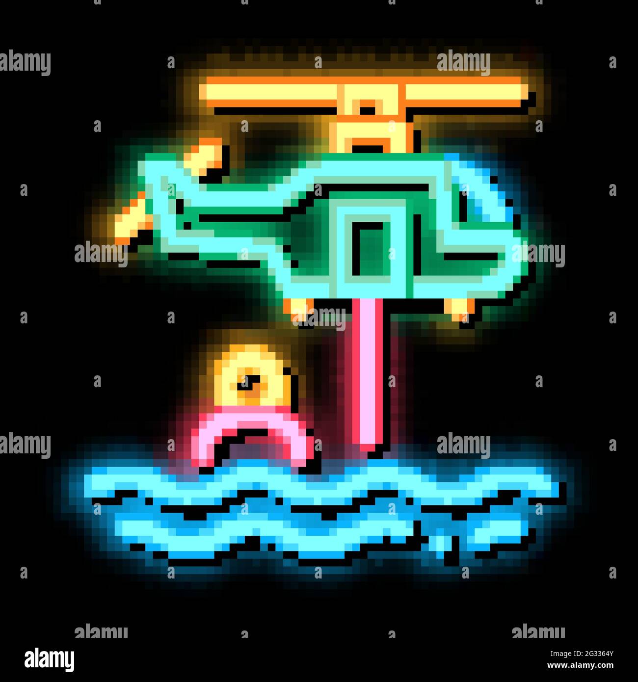 helicopter rescue on sea neon glow icon illustration Stock Vector Image ...