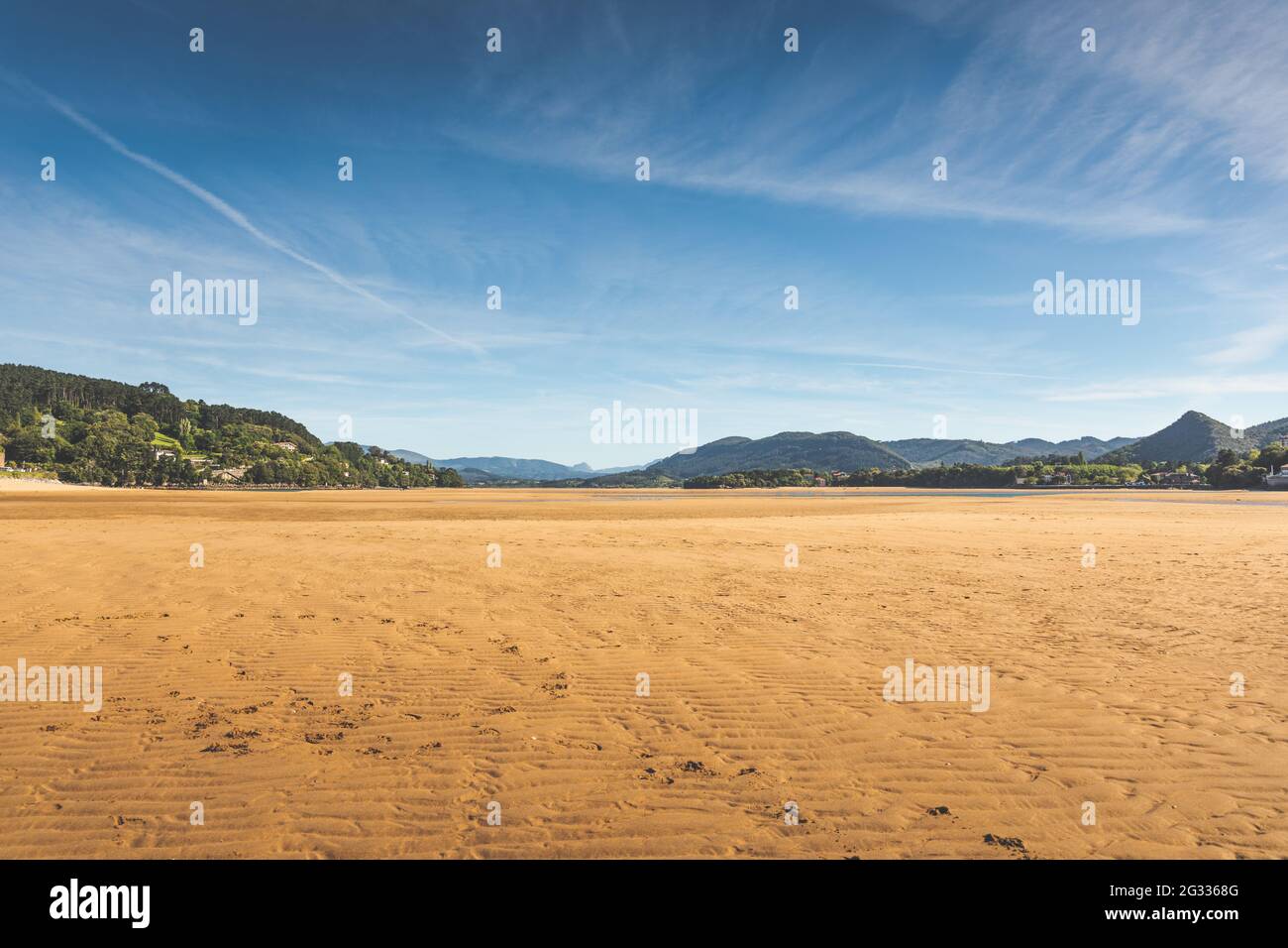 Laida beach at Urdaibai rivermouth; Basque Country Stock Photo