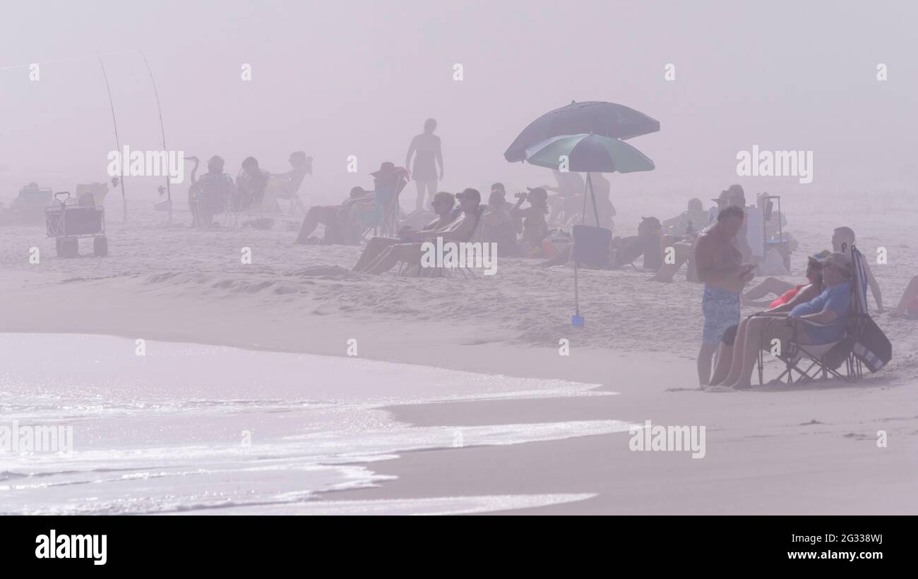 Beachgoers at the Johnson Beach National Seashore near Pensacola