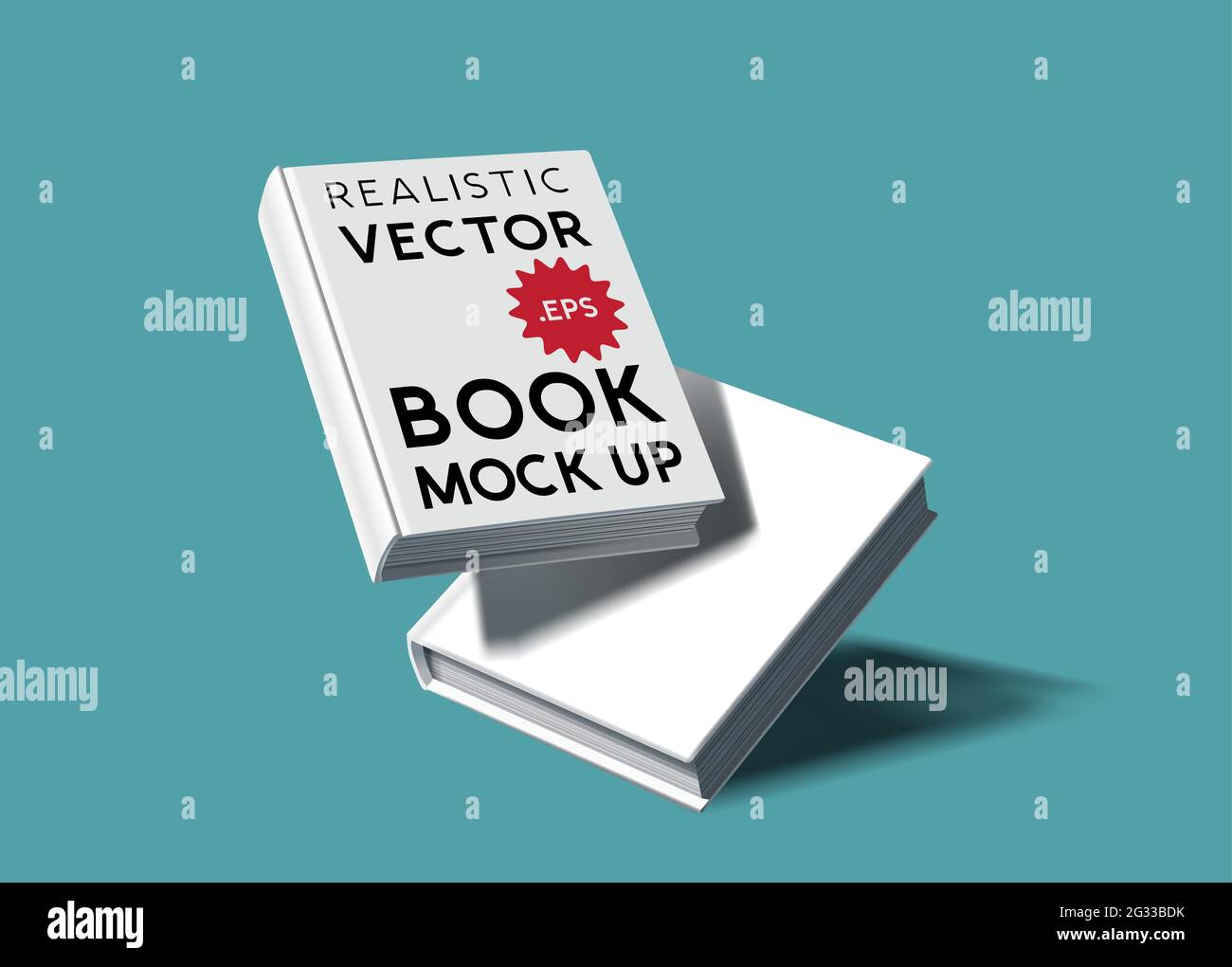 A set of two blank realistic hardcover book mock ups. E-Book marketing template vector illustration. Stock Vector