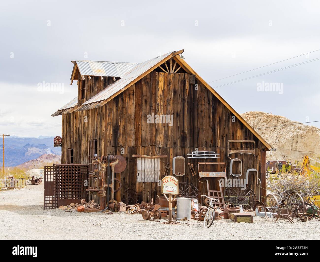 Nevada, MAR 13, 2021 - Abandoned retro building of the Nelson Ghost Town Stock Photo