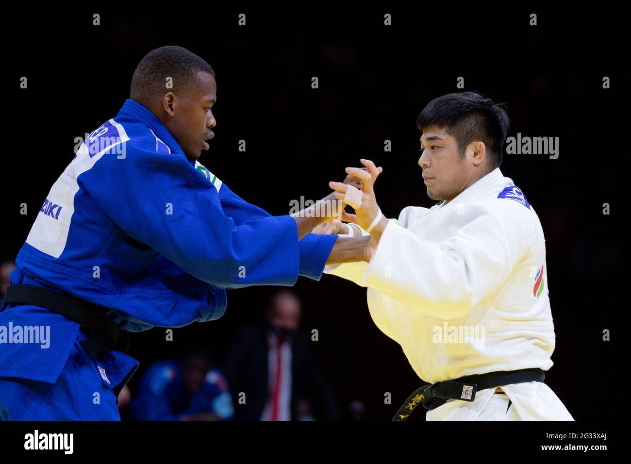 Budapest, Hungary on June 13, 2021. Kenta Nagasawa (white) vs Francis Damier (blue), Japan vs France 2021 World Judo Championships Seniors Team at Budapest Sports Arena in Budapest, Hungary on June 13, 2021. Credit: Enrico Calderoni/AFLO SPORT/Alamy Live News Stock Photo