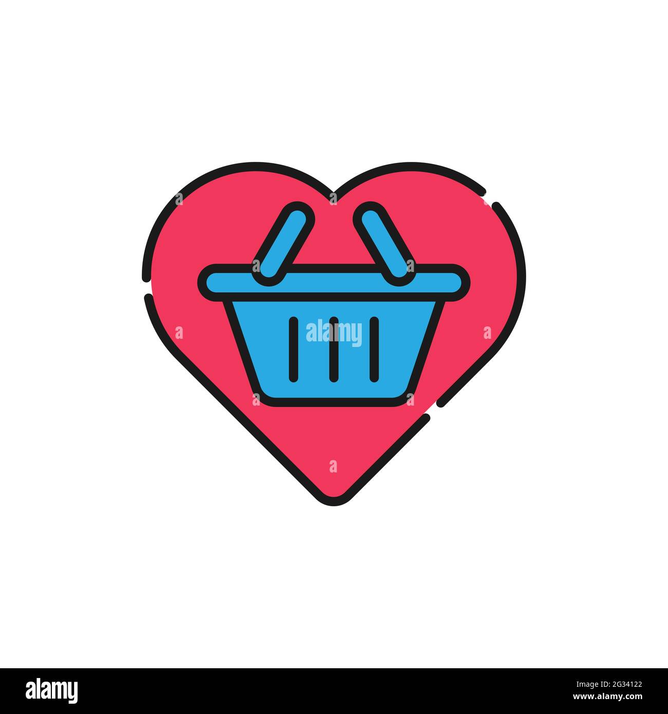 Shopping Wish List icon Vector Illustration. Shopping Wish List with Love Shape icon design concept for e-commerce, online store and marketplace websi Stock Vector