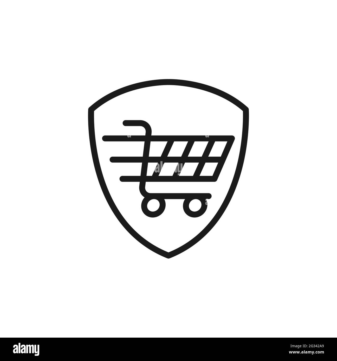 Secure Shopping icon Vector Illustration. Shopping Security and Safety with Shield icon design concept for e-commerce, online store and marketplace we Stock Vector