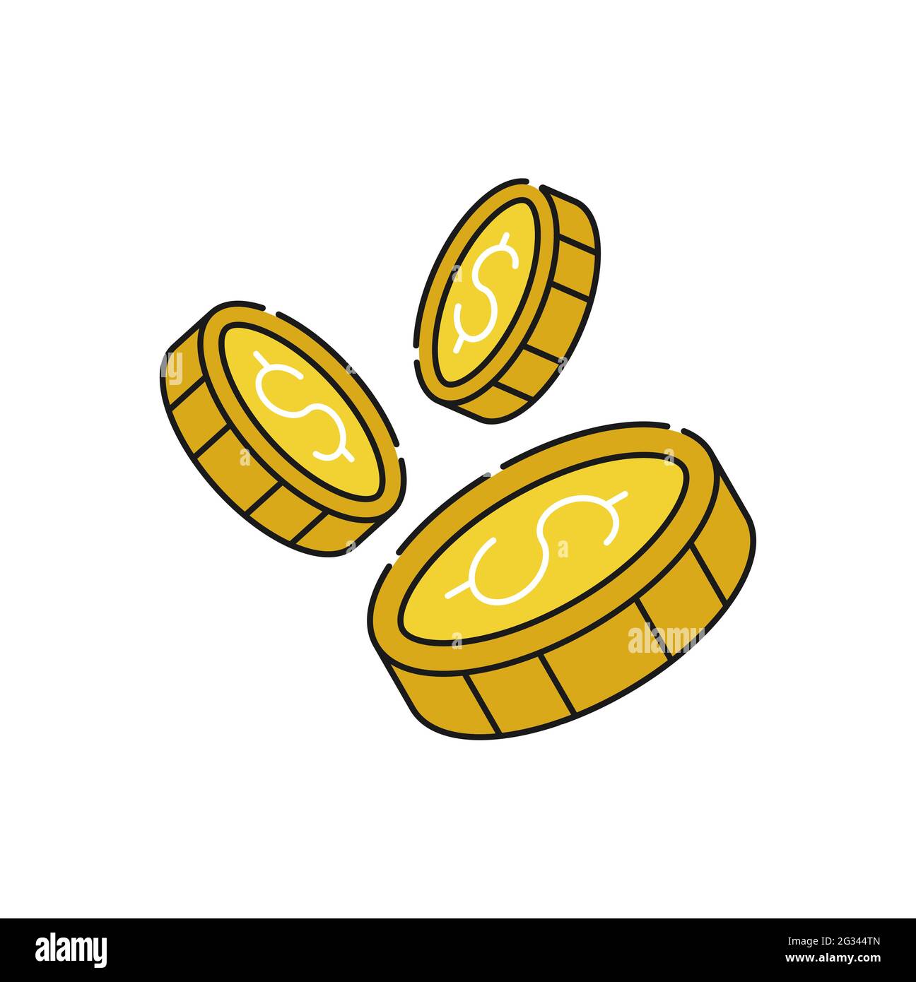 Coin icon Vector Illustration. Dollar Money Coin icon vector design concept for Payment, Finance, Currency and Trading Business. Money Coins vector ic Stock Vector