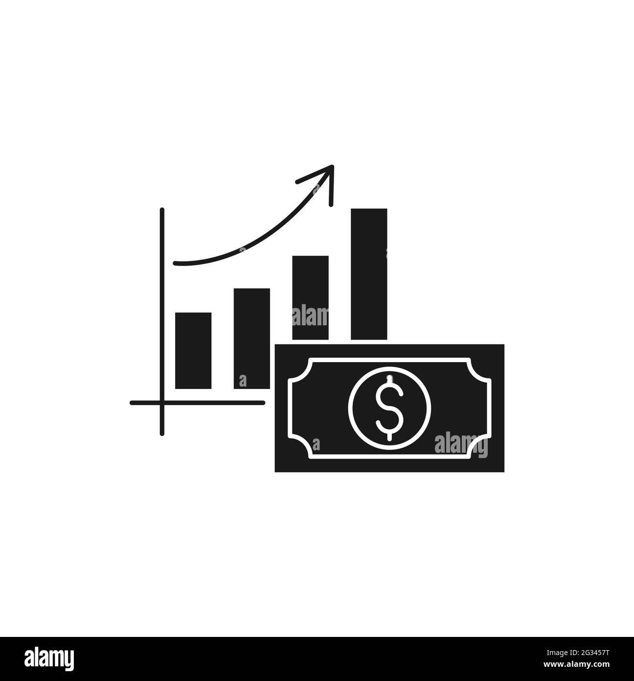 Money Chart icon Vector. Money stats with chart bar growing of rising ...